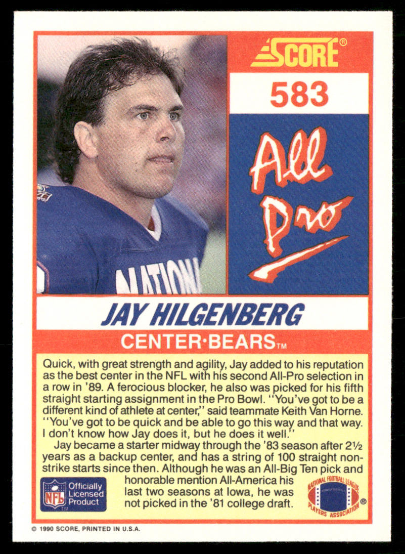 Jay Hilgenberg 1990 Score #583 Chicago Bears