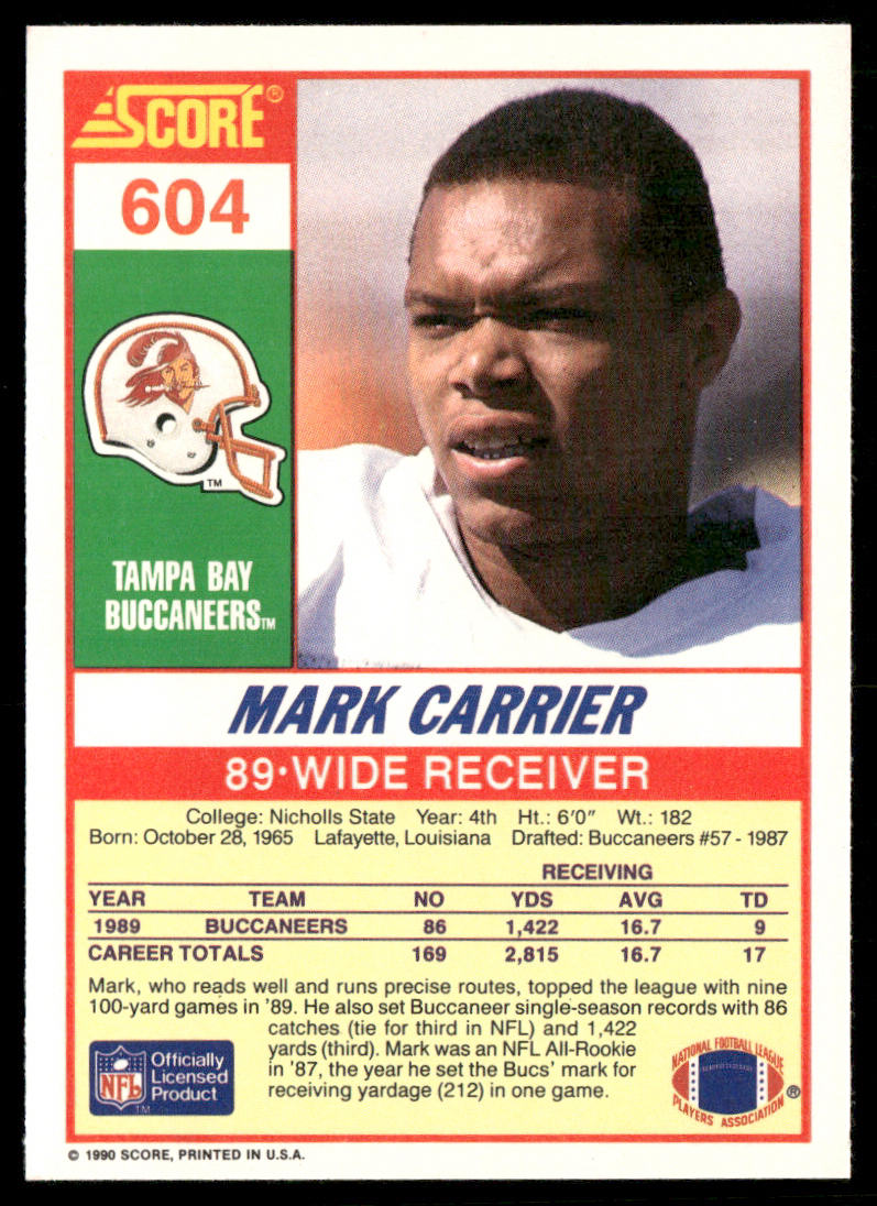Mark Carrier 1990 Score #604 Tampa Bay Buccaneers