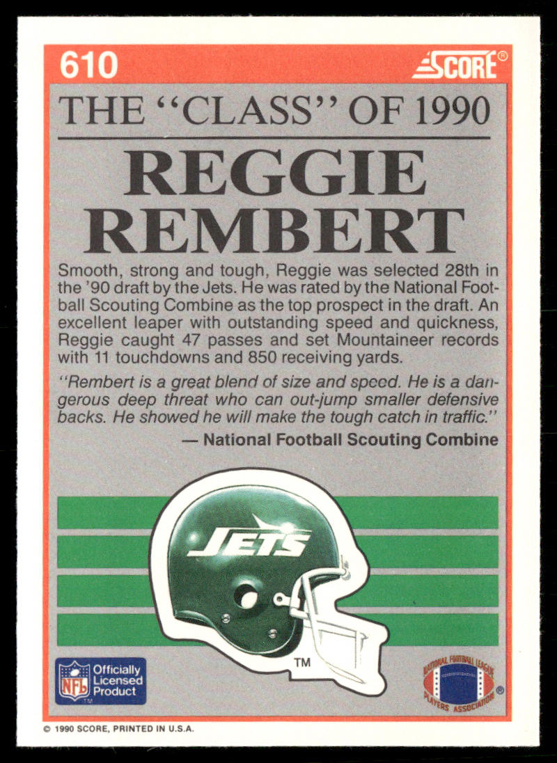 Reggie Rembert 1990 Score #610 New York Jets