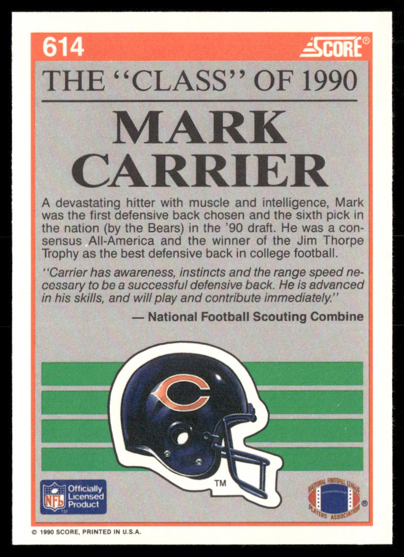 Mark Carrier 1990 Score #614 Chicago Bears