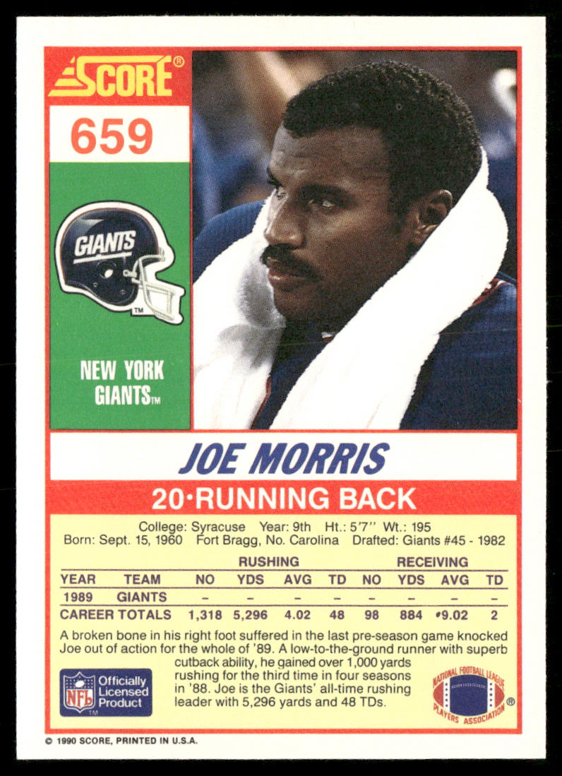 Joe Morris 1990 Score #659 New York Giants