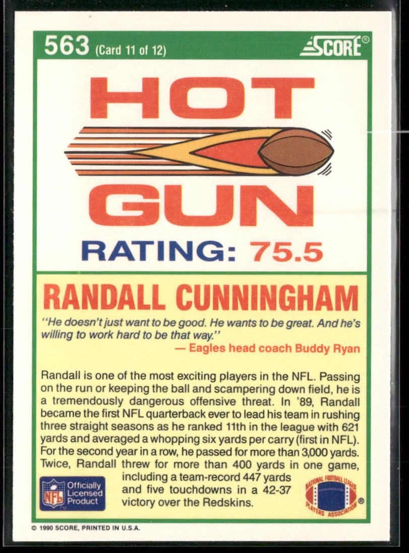 Randall Cunningham 1990 Score #563 Philadelphia Eagles