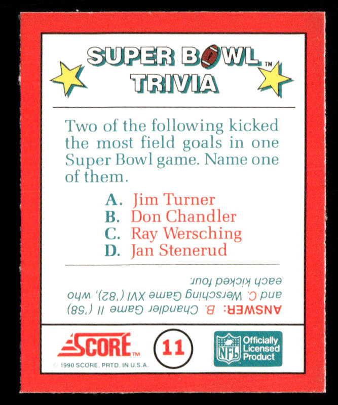 Super Bowl Trivia 1990 Score Magic Motion: Super Bowl Trivia #11