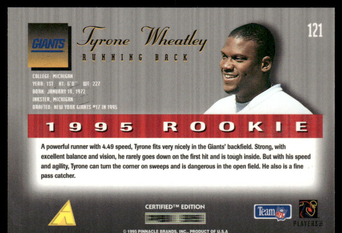 Tyrone Wheatley 1995 Select Certified #121 RC New York Giants