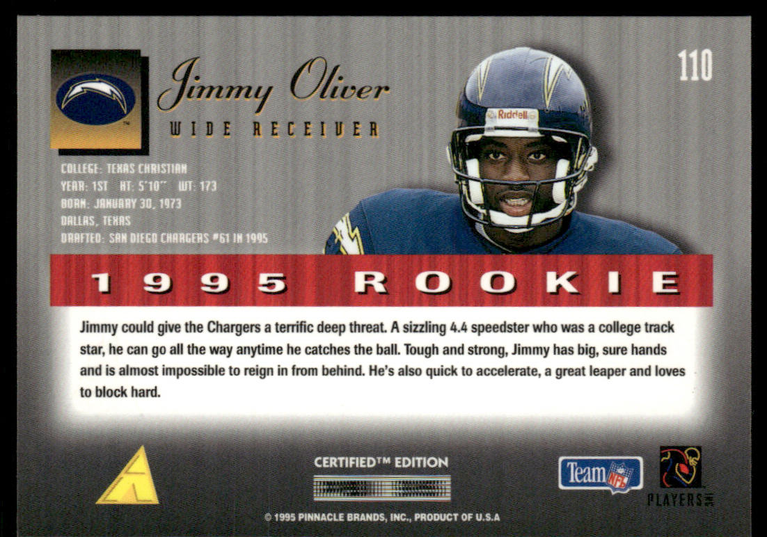 Jimmy Oliver 1995 Select Certified #110 RC San Diego Chargers