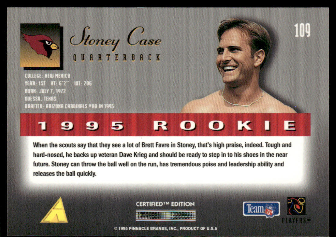 Stoney Case 1995 Select Certified #109 RC Arizona Cardinals