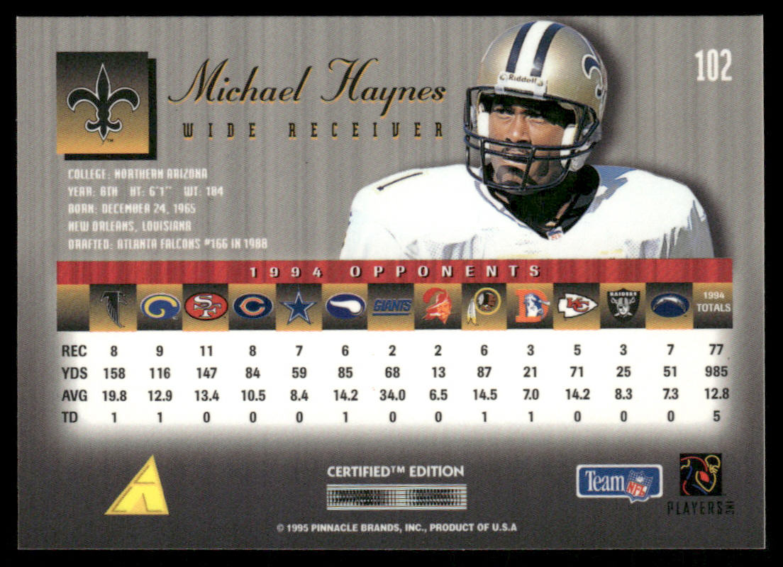 Michael Haynes 1995 Select Certified #102 New Orleans Saints