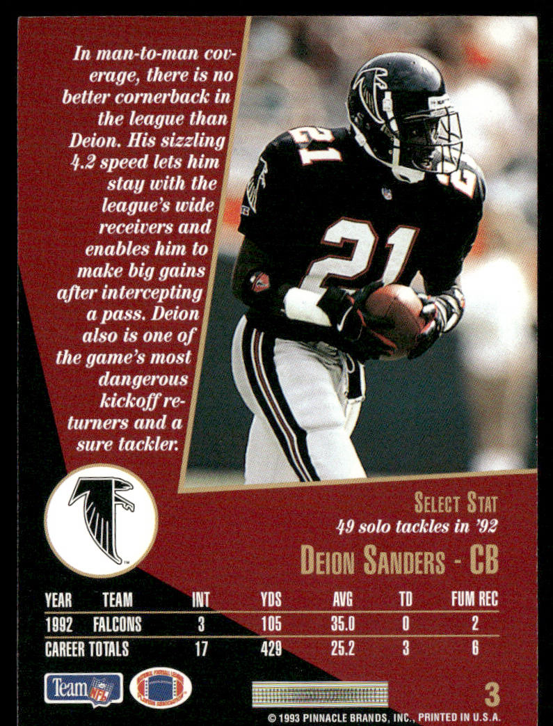 Deion Sanders 1993 Select #3 Atlanta Falcons