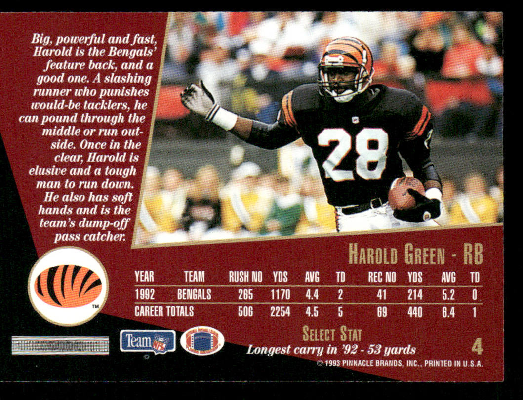 Harold Green 1993 Select #4 Cincinnati Bengals