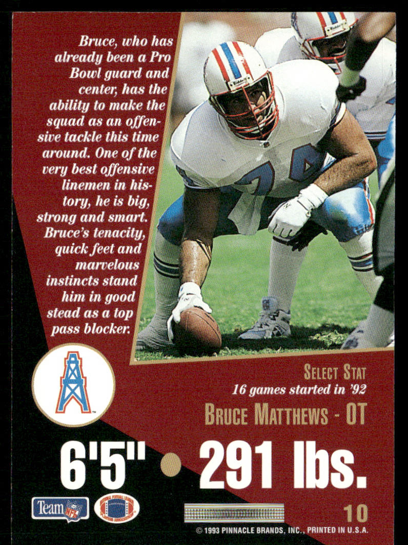 Bruce Matthews 1993 Select #10 Houston Oilers