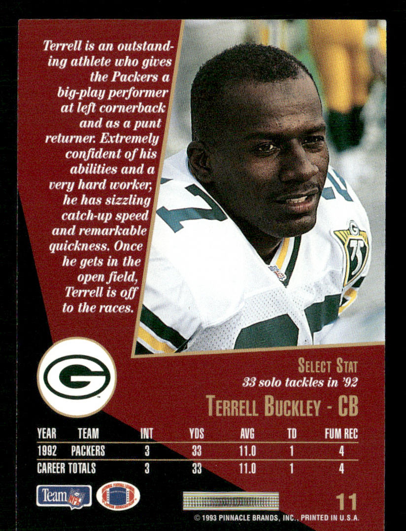 Terrell Buckley 1993 Select #11 Green Bay Packers