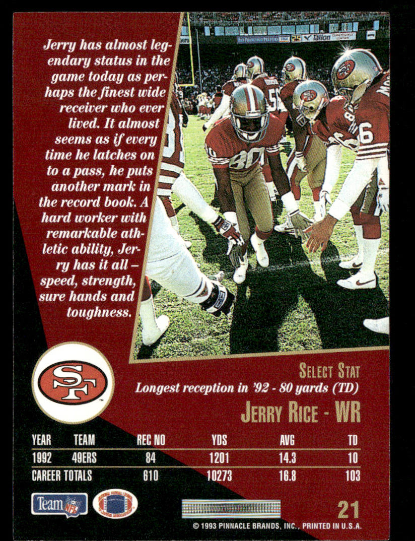 Jerry Rice 1993 Select #21 San Francisco 49ers