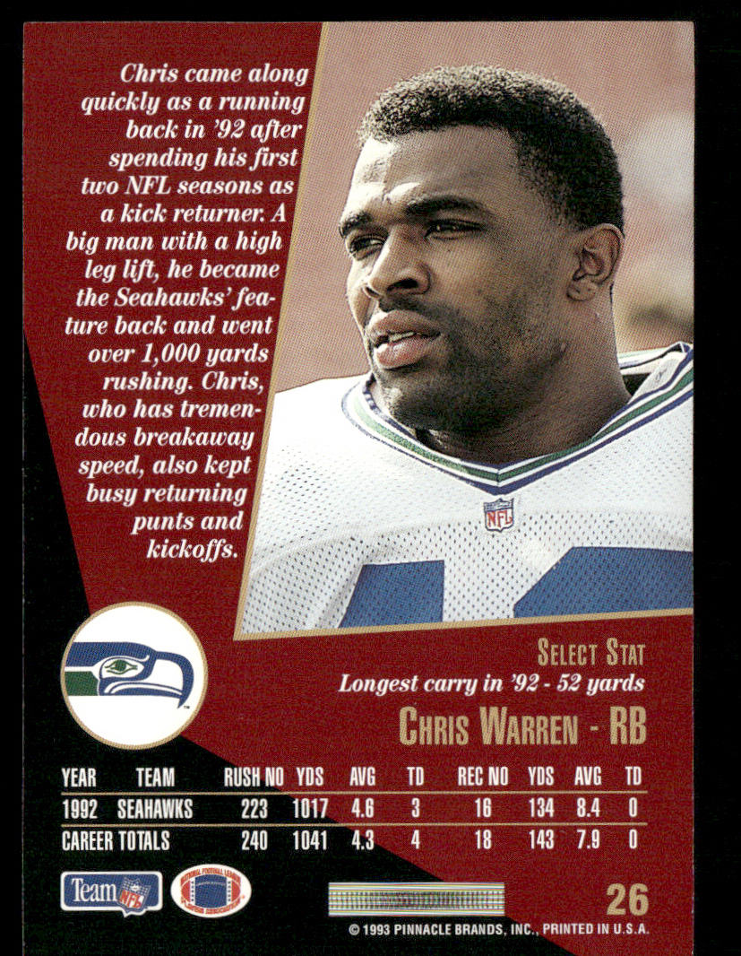 Chris Warren 1993 Select #26 Seattle Seahawks