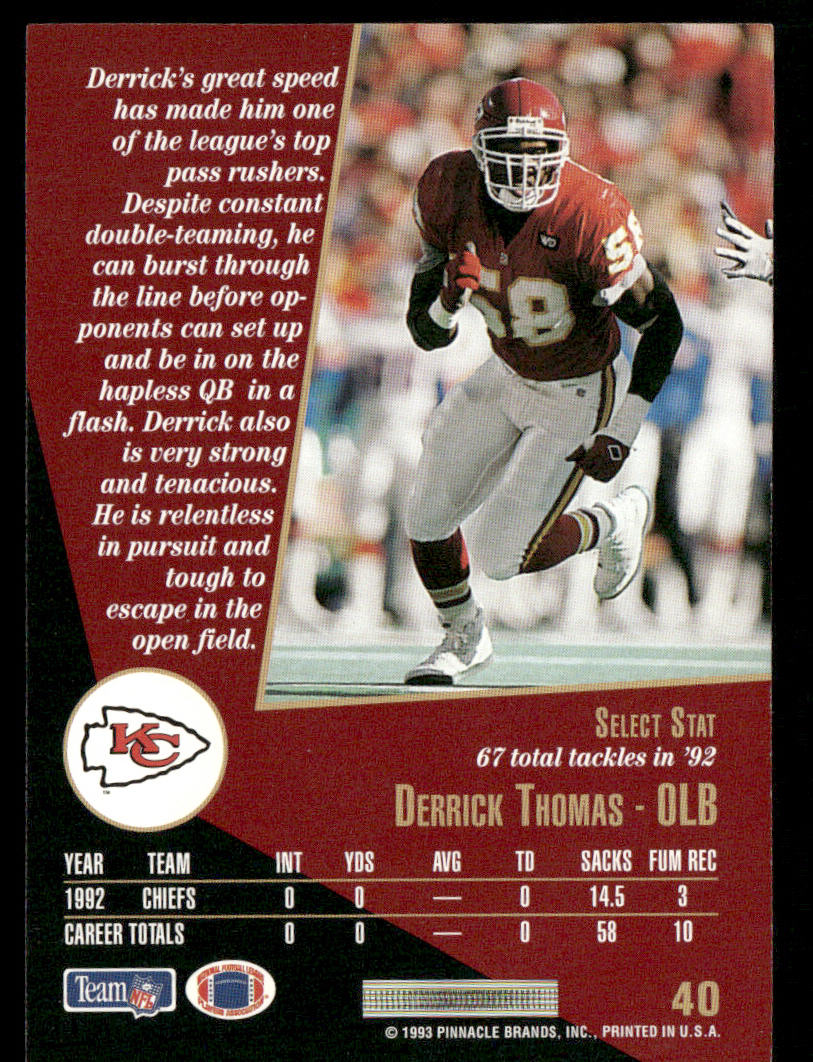 Derrick Thomas 1993 Select #40 Kansas City Chiefs