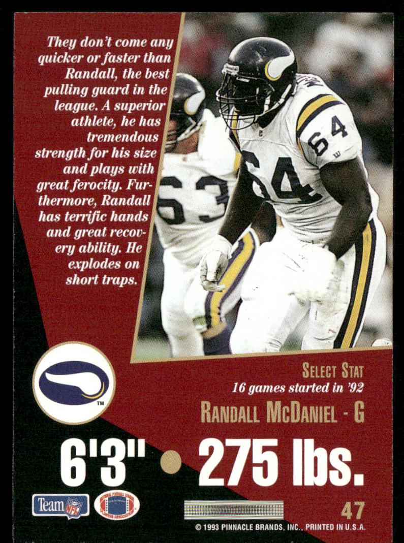 Randall McDaniel 1993 Select #47 Minnesota Vikings