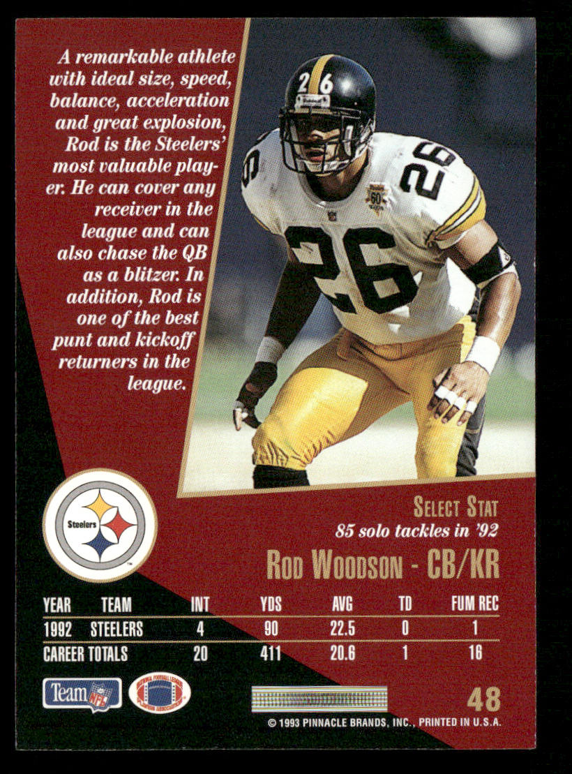 Rod Woodson 1993 Select #48 Pittsburgh Steelers