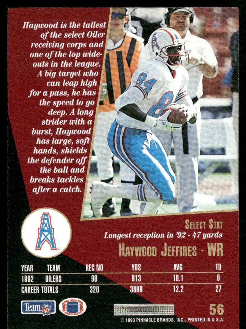 Haywood Jeffires 1993 Select #56 Houston Oilers