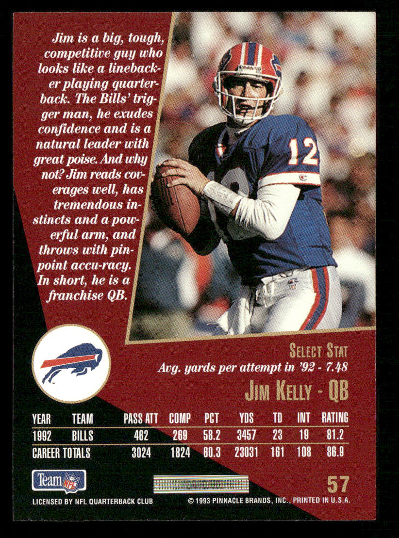 Jim Kelly 1993 Select #57 Buffalo Bills