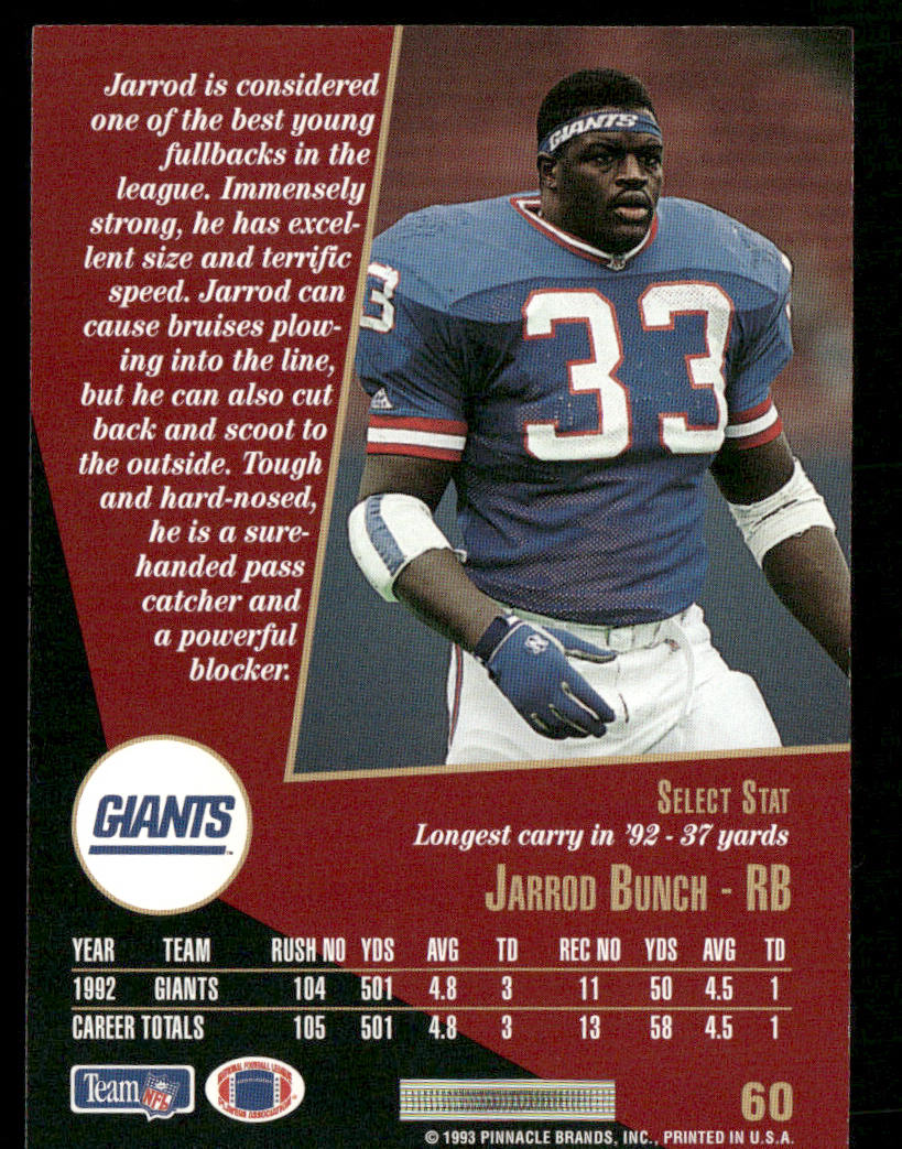 Jarrod Bunch 1993 Select #60 New York Giants