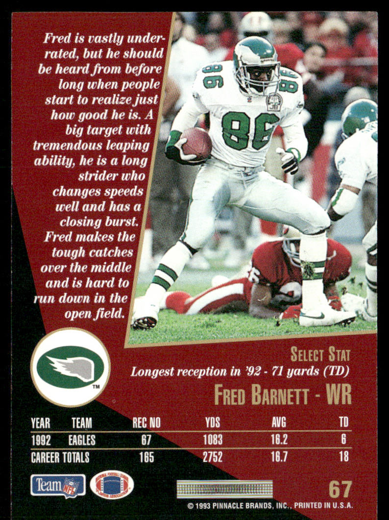 Fred Barnett 1993 Select #67 Philadelphia Eagles