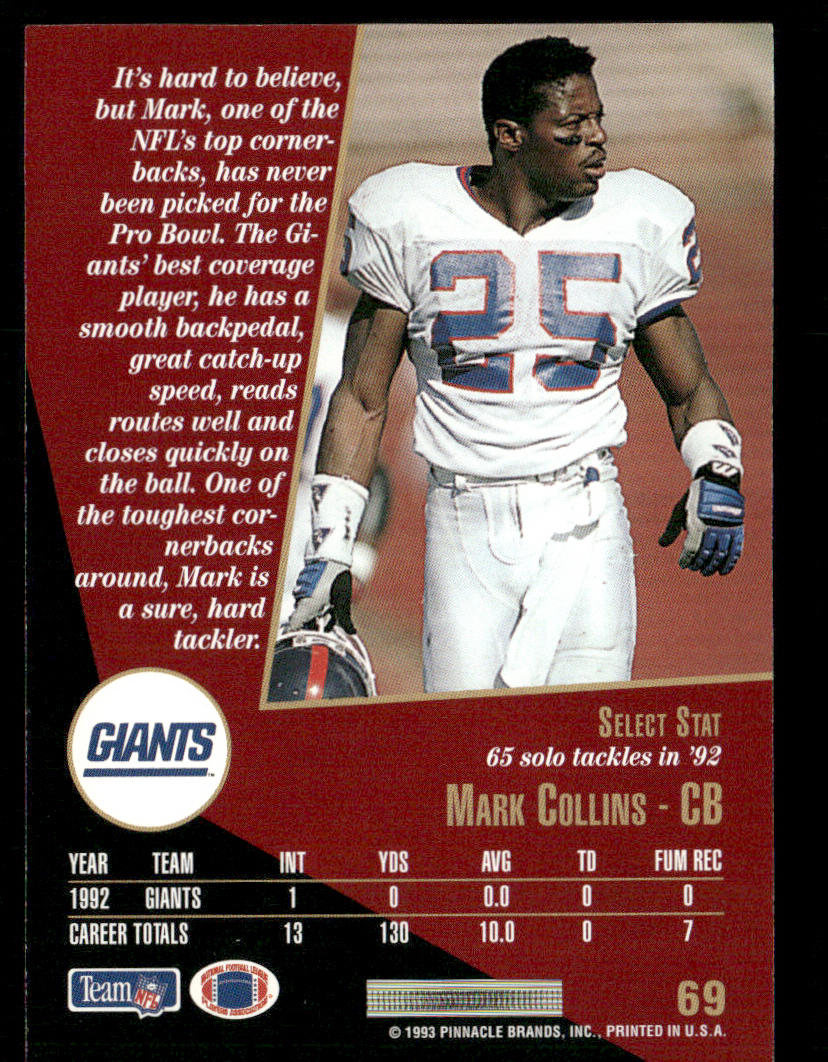 Mark Collins 1993 Select #69 New York Giants