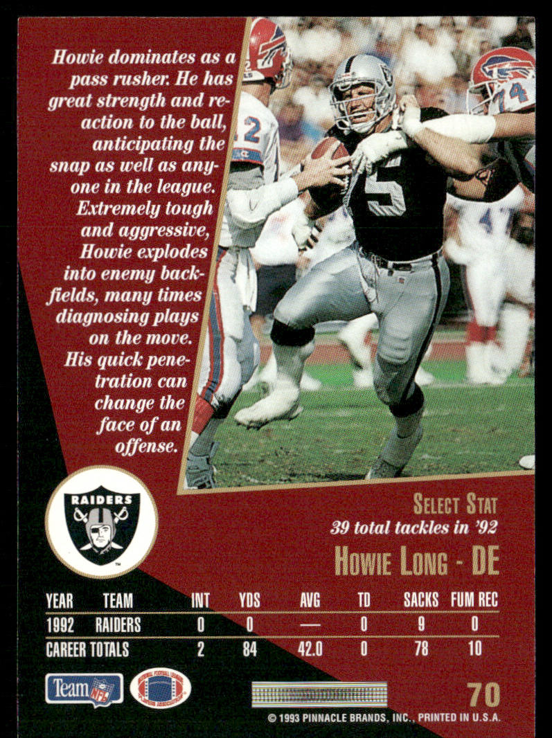 Howie Long 1993 Select #70 Los Angeles Raiders