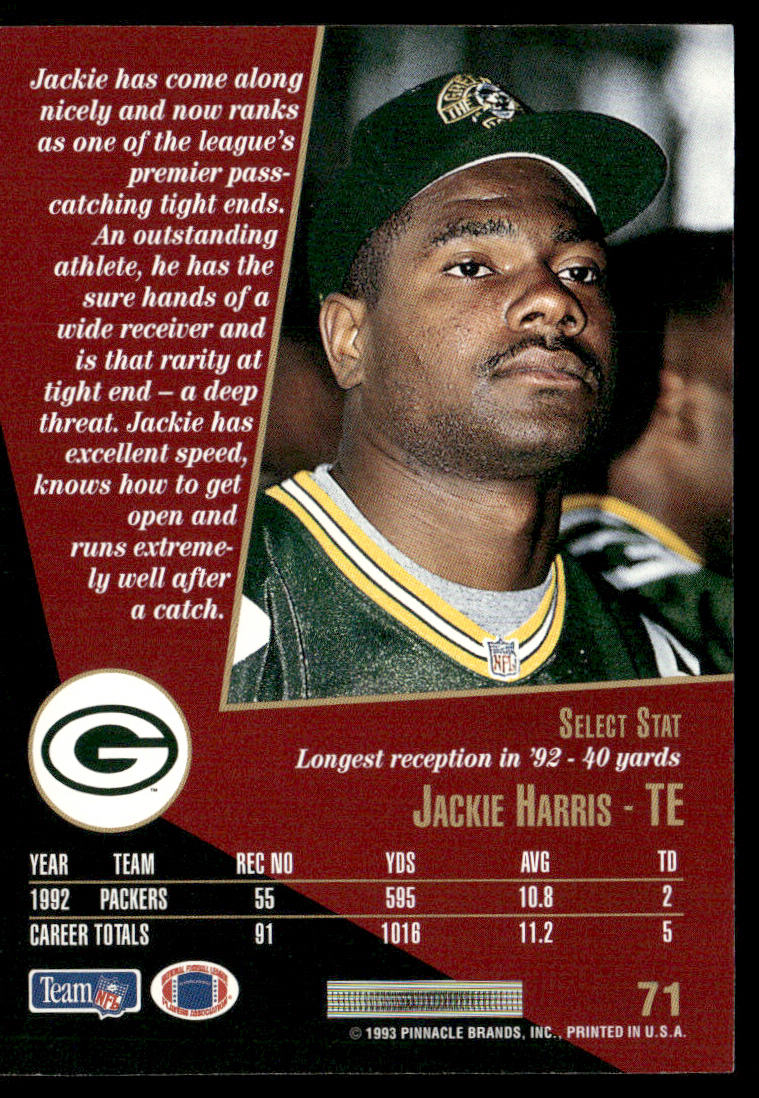 Jackie Harris 1993 Select #71 Green Bay Packers