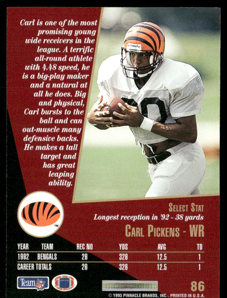 Carl Pickens 1993 Select #86 Cincinnati Bengals