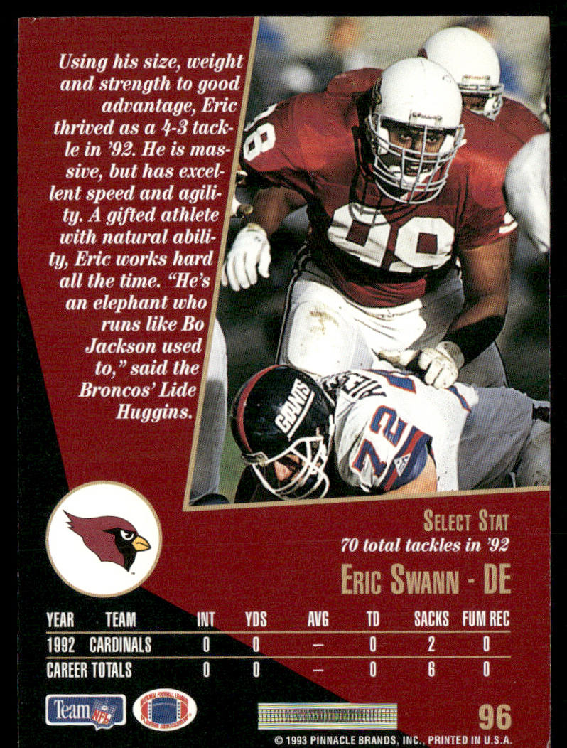 Eric Swann 1993 Select #96 Phoenix Cardinals