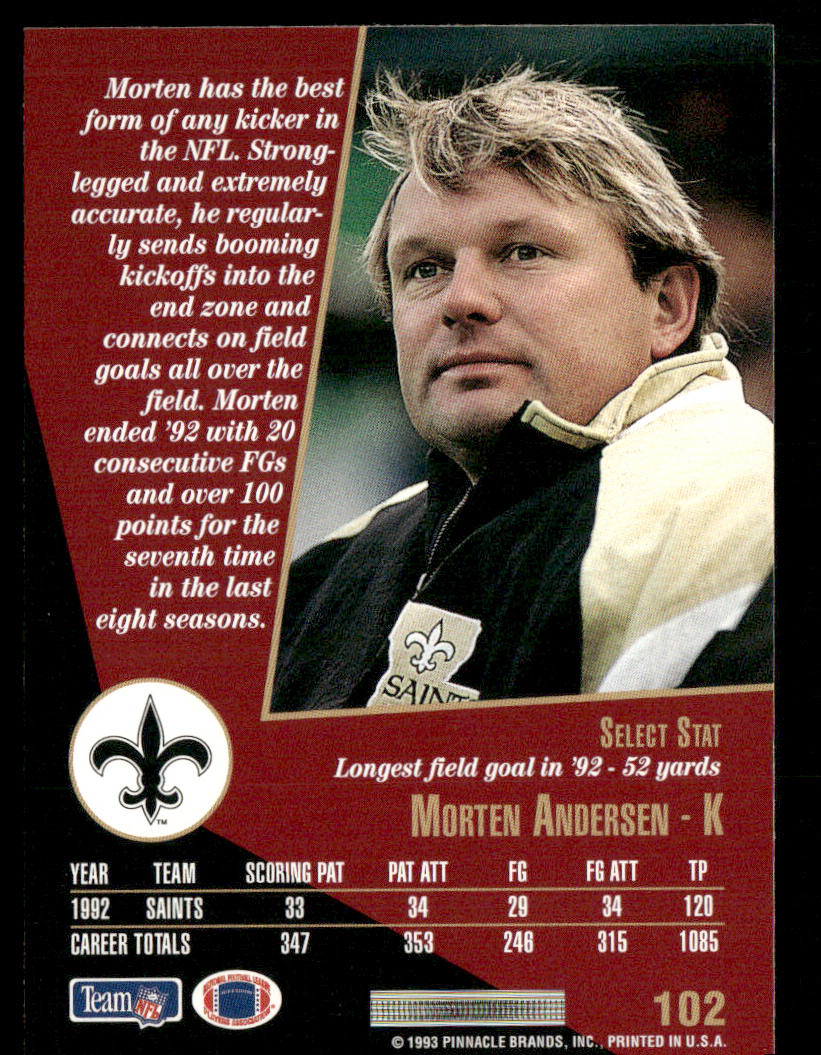 Morten Andersen 1993 Select #102 New Orleans Saints
