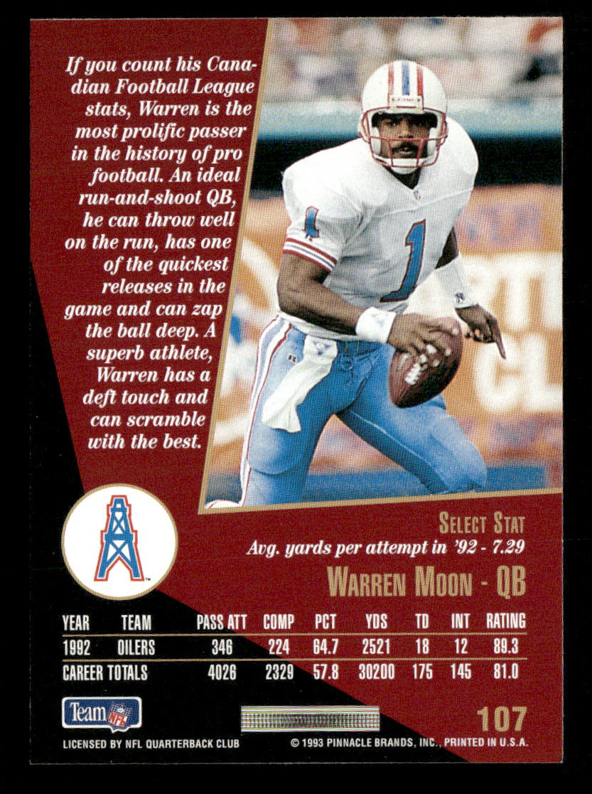 Warren Moon 1993 Select #107 Houston Oilers