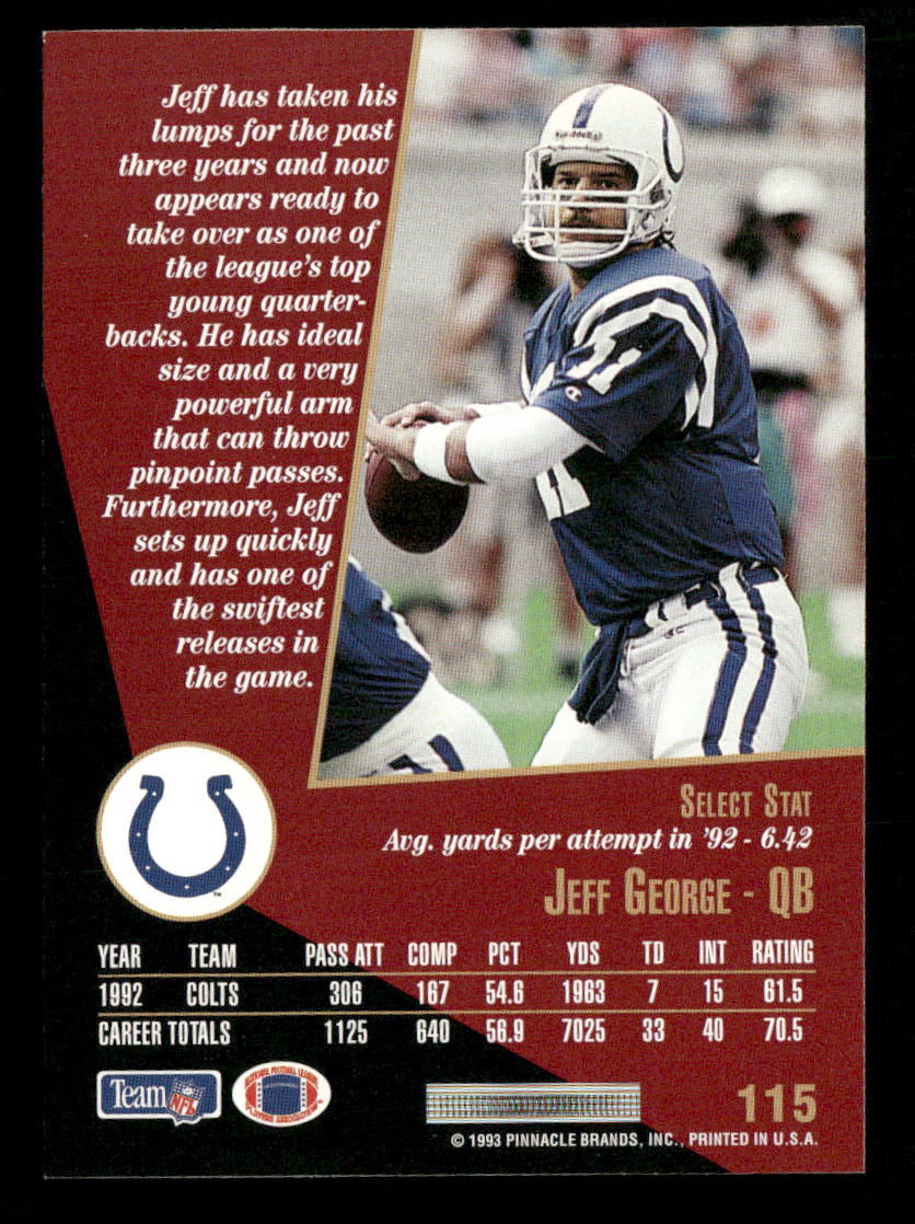 Jeff George 1993 Select #115 Indianapolis Colts