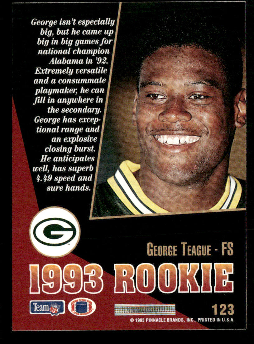 George Teague 1993 Select #123 RC Green Bay Packers