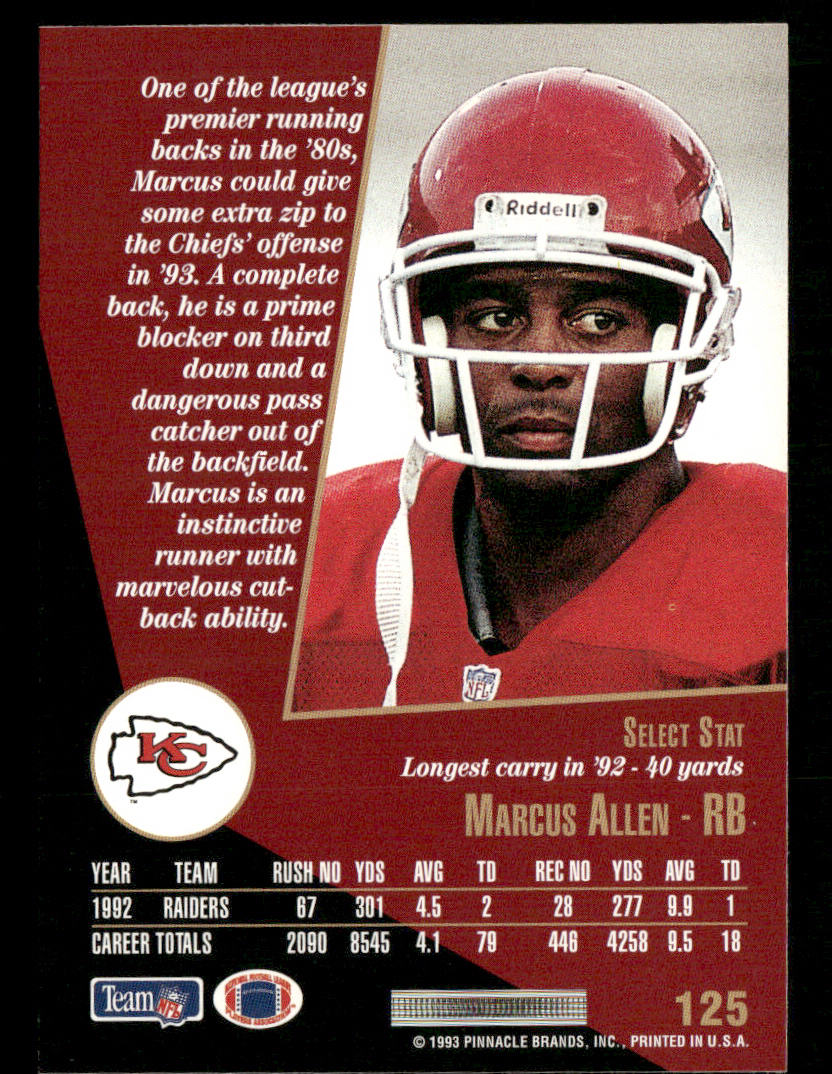 Marcus Allen 1993 Select #125 Kansas City Chiefs