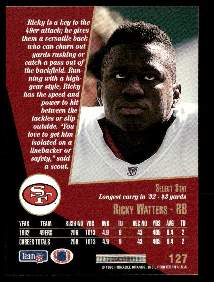 Ricky Watters 1993 Select #127 San Francisco 49ers