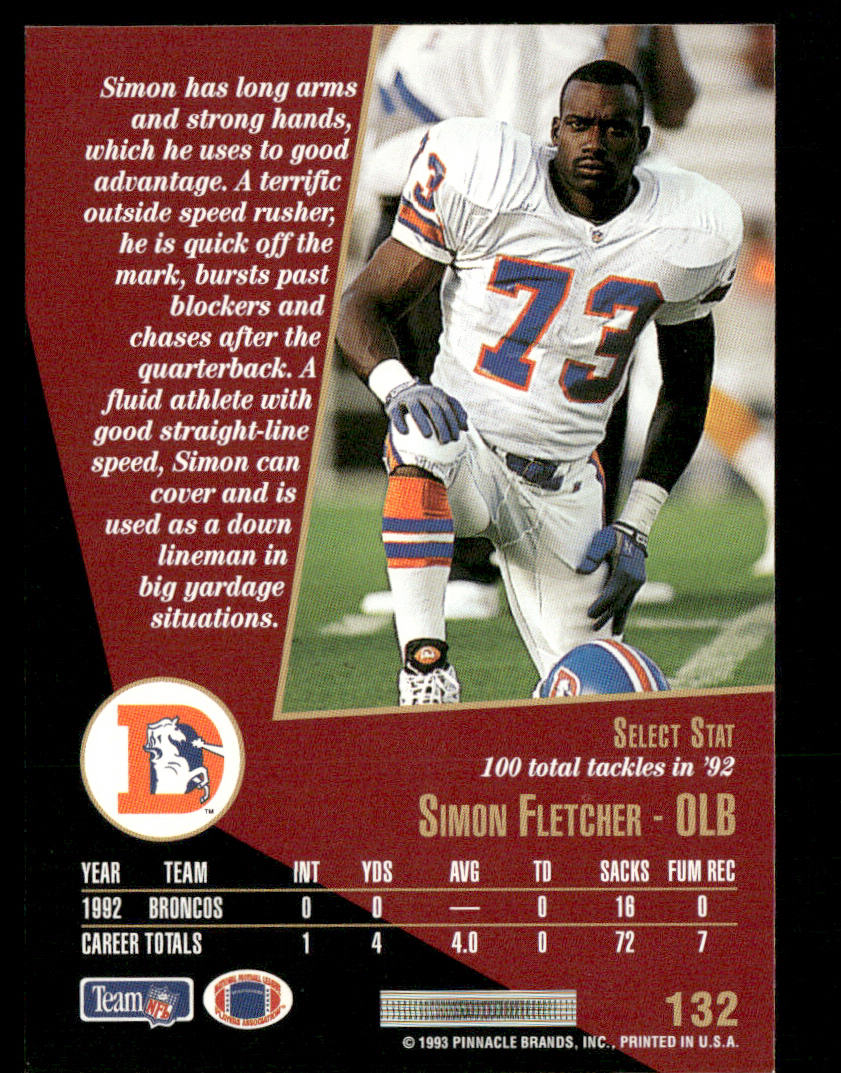 Simon Fletcher 1993 Select #132 Denver Broncos