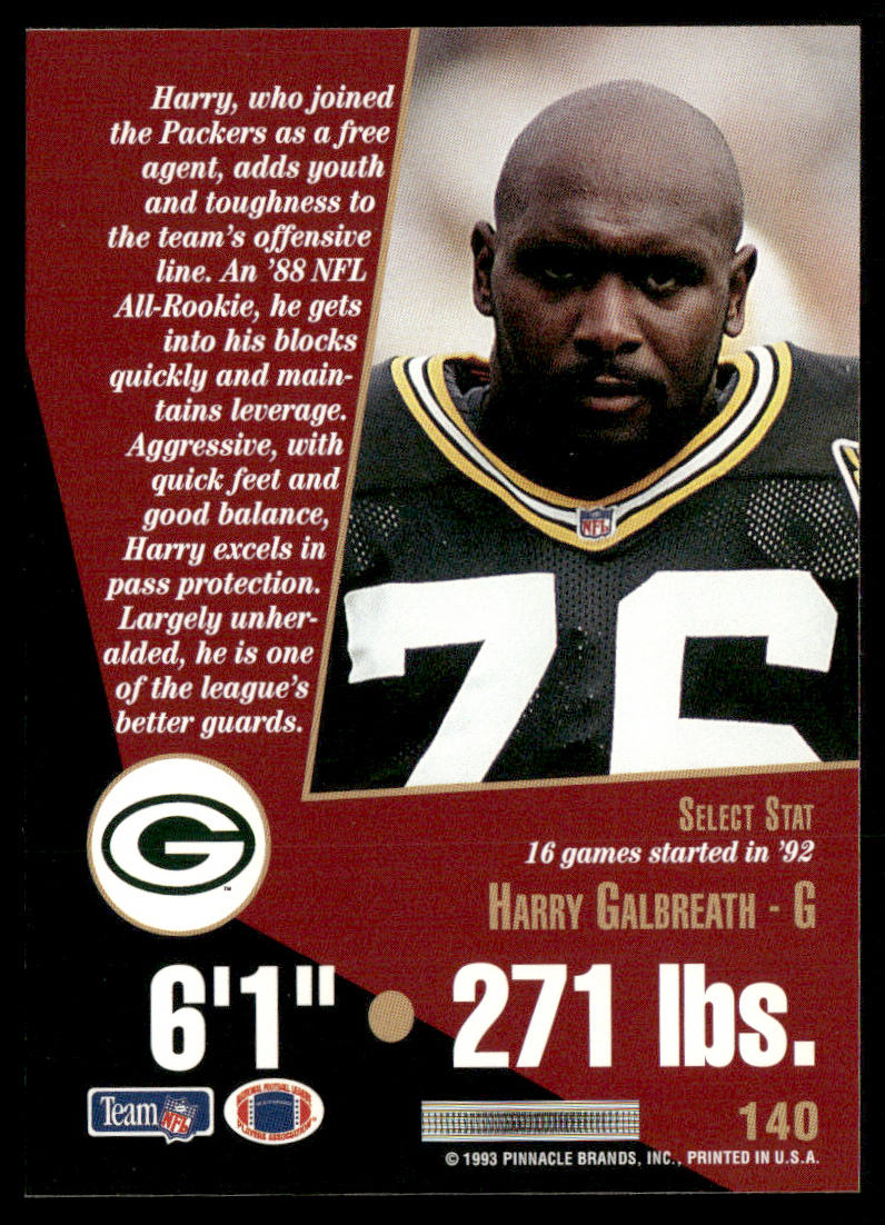 Harry Galbreath 1993 Select #140 Green Bay Packers