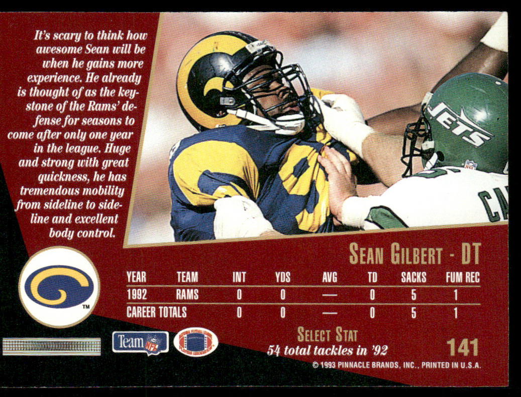 Sean Gilbert 1993 Select #141 Los Angeles Rams