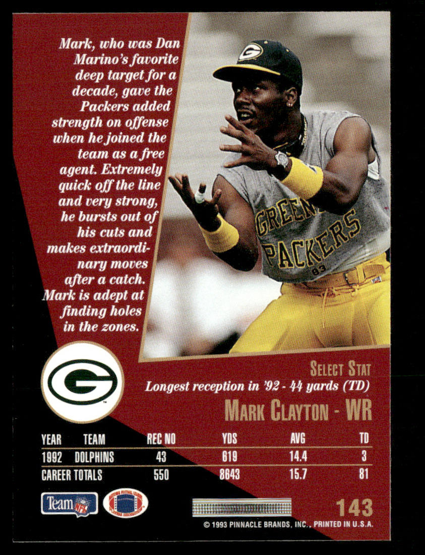 Mark Clayton 1993 Select #143 Green Bay Packers