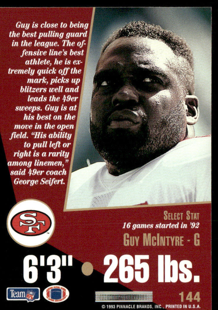 Guy McIntyre 1993 Select #144 San Francisco 49ers