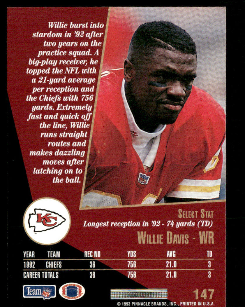 Willie Davis 1993 Select #147 Kansas City Chiefs
