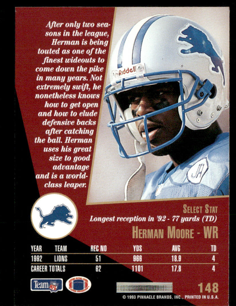 Herman Moore 1993 Select #148 Detroit Lions