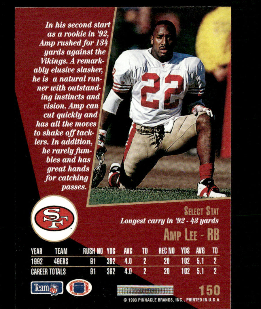 Amp Lee 1993 Select #150 San Francisco 49ers