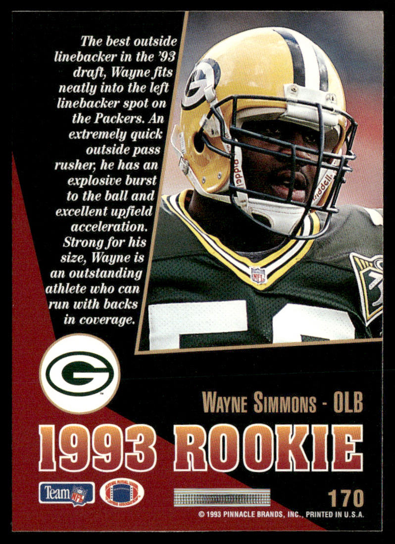 Wayne Simmons 1993 Select #170 RC Green Bay Packers