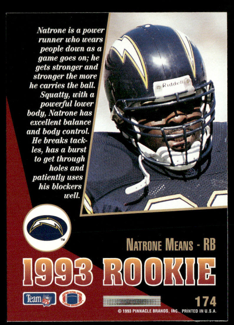 Natrone Means 1993 Select #174 RC San Diego Chargers