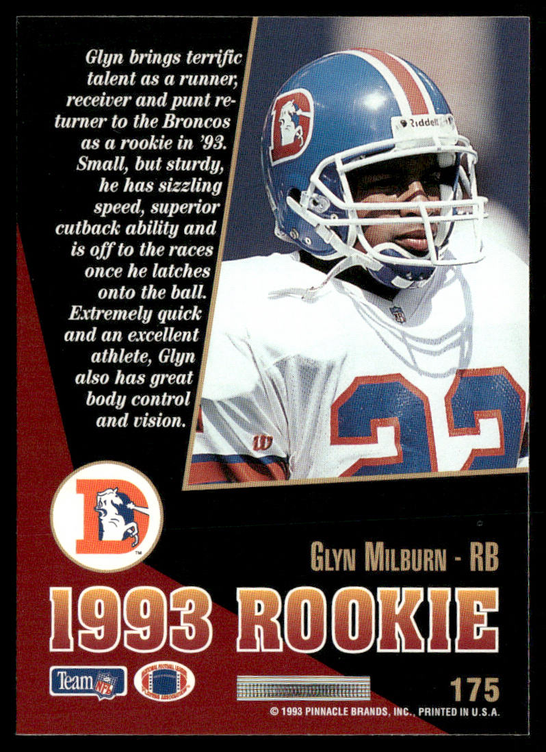 Glyn Milburn 1993 Select #175 RC Denver Broncos