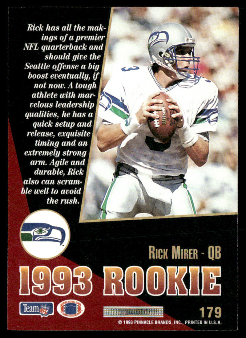 Rick Mirer 1993 Select #179 RC Seattle Seahawks