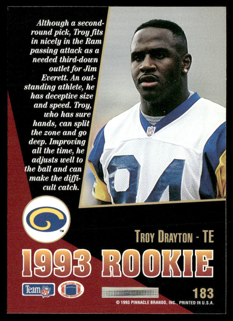 Troy Drayton 1993 Select #183 RC Los Angeles Rams