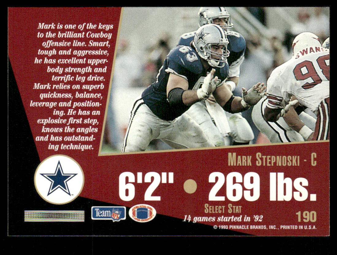 Mark Stepnoski 1993 Select #190 Dallas Cowboys