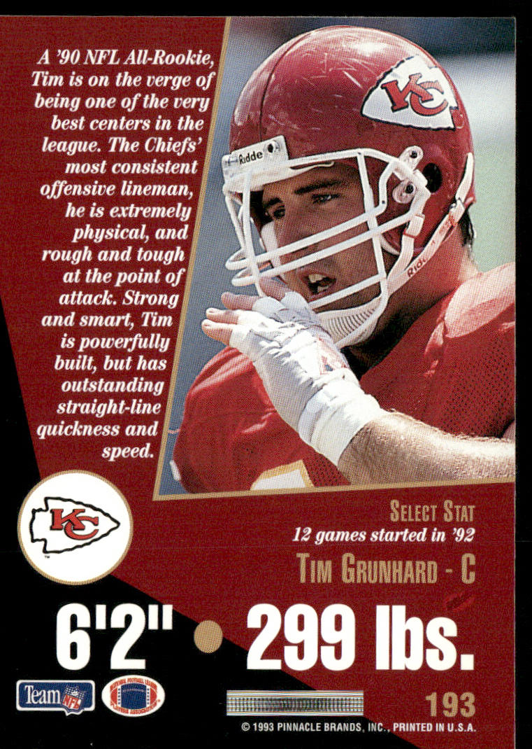 Tim Grunhard 1993 Select #193 Kansas City Chiefs